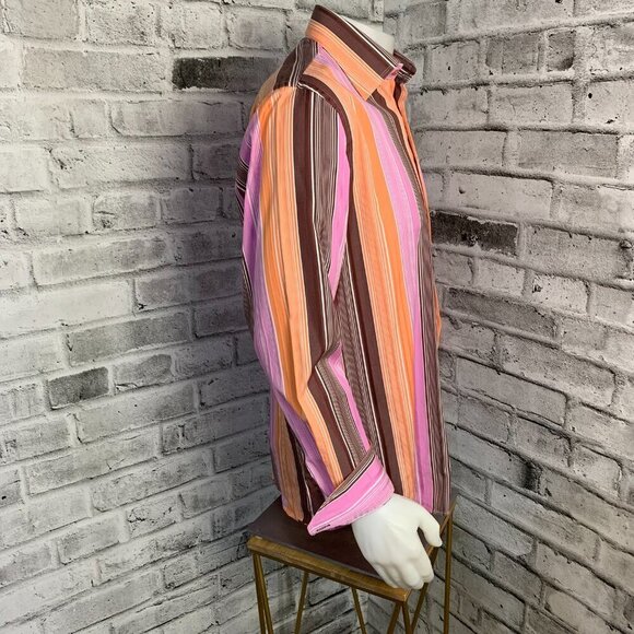 Jack Lipson Sport Casual Striped Print Flip Cuff Shirt - Picture 4 of 13